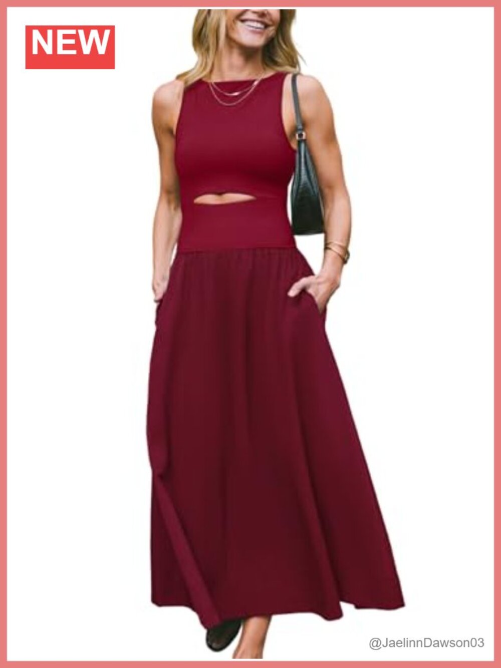 Sleeveless Cutout A-Line Maxi Dress with Pockets